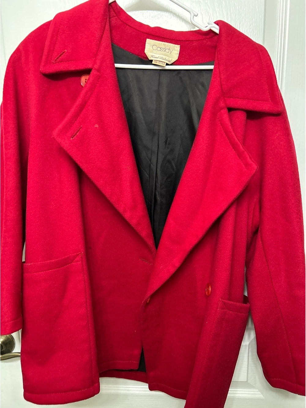 Cassidy Hand Tailored Red Acetate Coat Made in USA
